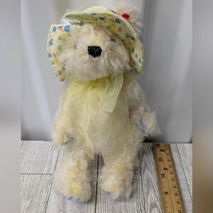 Ty Cream Teddy Bear with Yellow Floral Hat